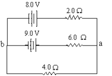 <strong>What is the current through the 2.0-Ω resistor? </strong> A)1.0 A B)0.50 A C)1.5 A D)2.0 A