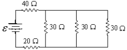 <strong>If ε = 20 V,at what rate is thermal energy being generated in the 20-Ω resistor? </strong> A)6.5 W B)1.6 W C)15 W D)26 W
