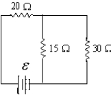 <strong>If ε = 24 V,at what rate is thermal energy generated in the 20-Ω resistor? </strong> A)13 W B)3.2 W C)23 W D)39 W