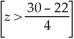 a. P(x > 30) = P = P(z > 2.00) = 0.0228 = 2.28% b. P(x ≤ 25) = P = P(z ≤ 0.75) = 0.7734