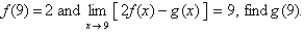 <strong>If f and g are continuous functions with </strong> A) g(9)=13 B) g(9)=8 C) g(9)=11 D) g(9)=4 E) g(9)=-5