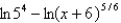 <strong>Use the laws of logarithms to write the expression as the logarithm of a single quantity. 4 ln 5 - ln (x + 6)</strong> A) B) C) D)