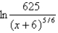 <strong>Use the laws of logarithms to write the expression as the logarithm of a single quantity. 4 ln 5 - ln (x + 6)</strong> A) B) C) D)