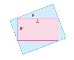 Find the maximum area of a rectangle that can be circumscribed about a given rectangle with length L = 8 and width W = 3.