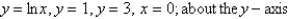<strong>Find the volume of the solid obtained by rotating the region bounded by the given curves about the specified line. </strong> A) B) C) D) E) None