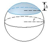 Find the volume of a cap of a sphere with radius r = 100 and height h = 39