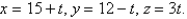 <strong>Find parametric equations for the line through the point that is parallel to the plane and perpendicular to the line </strong> A) B) C) D) E)
