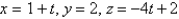 <strong>The ellipsoid intersects the plane in an ellipse.Find parametric equations for the tangent line to this ellipse at the point (1,2,2).</strong> A) B) C) D) E)