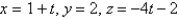 <strong>The ellipsoid intersects the plane in an ellipse.Find parametric equations for the tangent line to this ellipse at the point (1,2,2).</strong> A) B) C) D) E)