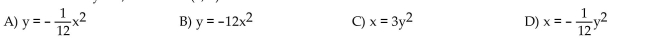 Find an equation of the parabola described. Directrix the line y = 3; vertex at (0, 0)