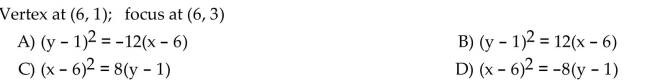 Find an equation for the parabola described.