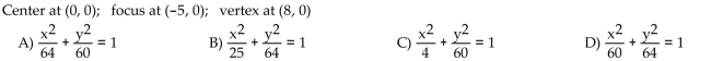 Find an equation for the ellipse described.