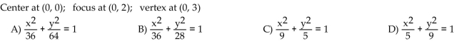 Find an equation for the ellipse described.