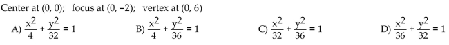 Find an equation for the ellipse described.