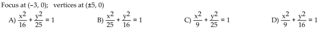 Find an equation for the ellipse described.