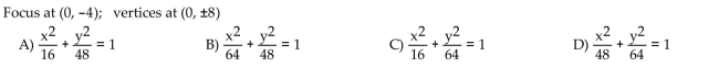 Find an equation for the ellipse described.