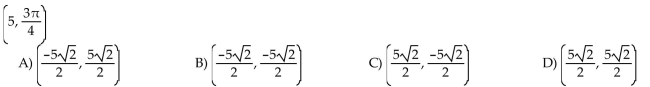 Choose the one alternative that best completes the statement or answers the question. The polar coordinates of a point are given. Find the rectangular coordinates of the point.
