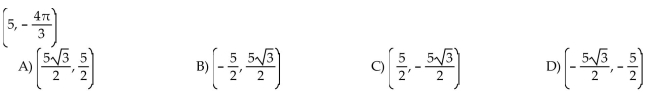Choose the one alternative that best completes the statement or answers the question. The polar coordinates of a point are given. Find the rectangular coordinates of the point.