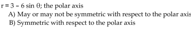 Test the equation for symmetry with respect to the given axis, line, or pole.