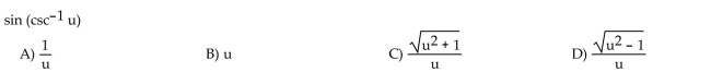 Write the trigonometric expression as an algebraic expression in u.