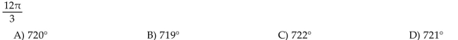 Convert the angle in radians to degrees.