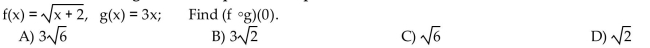 For the given functions f and g, find the requested composite function value.  <div style=padding-top: 35px> 