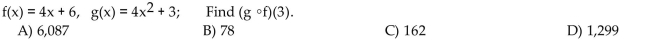 For the given functions f and g, find the requested composite function value.  <div style=padding-top: 35px> 