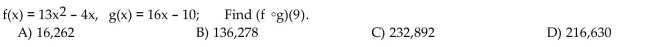 For the given functions f and g, find the requested composite function value.  <div style=padding-top: 35px> 