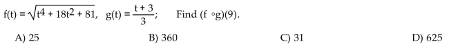 For the given functions f and g, find the requested composite function value.  <div style=padding-top: 35px> 