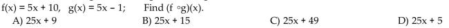 For the given functions f and g, find the requested composite function.  <div style=padding-top: 35px> 