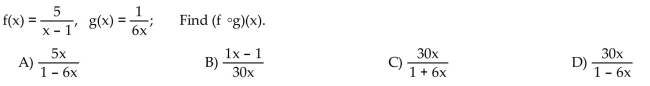 For the given functions f and g, find the requested composite function.  <div style=padding-top: 35px> 