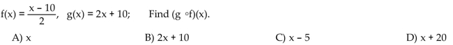 For the given functions f and g, find the requested composite function.  <div style=padding-top: 35px> 