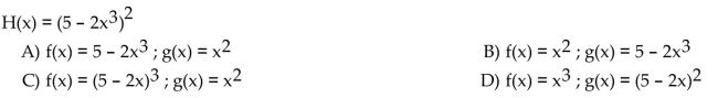 Find functions f and g so that f ° g = H.  <div style=padding-top: 35px> 