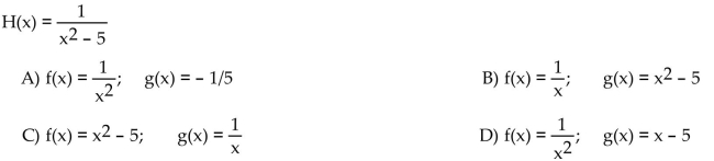Find functions f and g so that f ° g = H.  <div style=padding-top: 35px> 