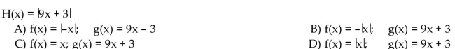 Find functions f and g so that f ° g = H.  <div style=padding-top: 35px> 