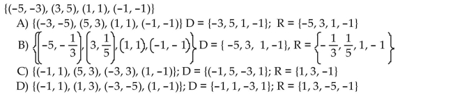 Find the inverse of the function and state its domain and range .  <div style=padding-top: 35px> 
