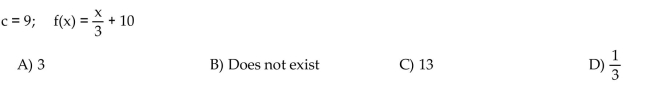 Find the limit as x approaches c of the average rate of change of the function from c to x.