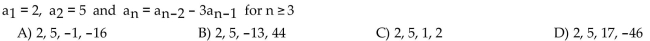 The sequence is defined recursively. Write the first four terms.