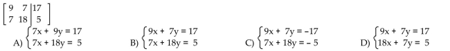Write the system of equations associated with the augmented matrix. Do not solve.