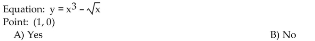 Determine whether the given point is on the graph of the equation.
