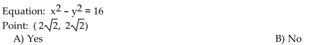 Determine whether the given point is on the graph of the equation.