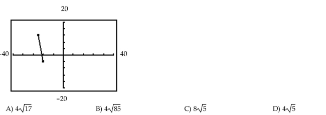 Find the length of the line segment. Assume that the endpoints of the segment have integer coordinates. -