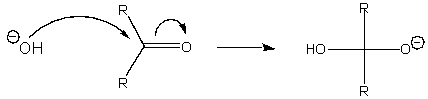 <strong>The curved arrows below represent what type of reaction mechanism? </strong> A) nucleophilic substitution B) dissociation C) nucleophilic addition D) electrophilic addition E) None of the above.