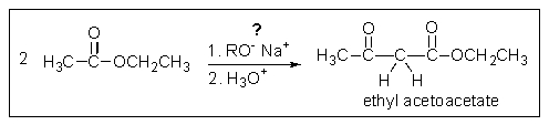<strong>What problem is encountered in the synthesis of ethyl acetoacetate (shown below)if sodium methoxide is used rather than sodium ethoxide? </strong> A) Sodium methoxide is too weak a base to cause this reaction to occur. B) The condensation proceeds further to give tri-carbonyl products. C) The reaction would produce some of both the methyl ester and the ethyl ester. D) Sodium methoxide is too insoluble in methanol to promote the reaction. E) Sodium methoxide is not basic enough to drive the reaction to completion.