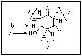 <strong>Which would be the most acidic proton in the molecule below? </strong> A) Protons a B) Proton b C) Proton c D) Protons d E) Protons e