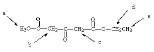 <strong>Which of the indicated hydrogens would be the most acidic? </strong> A) Hydrogens a B) Hydrogens b C) Hydrogens c D) Hydrogens d E) Hydrogens e