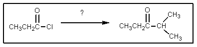 <strong>What reagent is needed to complete the reaction shown? </strong> A) ((CH<sub>3</sub>)<sub>2</sub>CH)<sub>2</sub>CuLi B) KCN/NaOH C) HOCH(CH<sub>3</sub>)<sub>2</sub> D) BrMgCH(CH<sub>3</sub>)<sub>2</sub> E) (CH<sub>3</sub>)<sub>2</sub>CHLi
