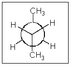 <strong>What is the name given to the Newman projection of the butane conformation shown here? </strong> A) eclipsed B) gauche C) staggered D) anti E) skewed