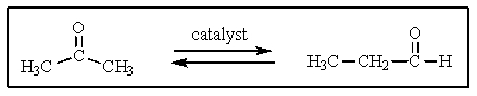 <strong>Suppose that a special catalyst was discovered that would allow an equilibrium to occur between the two molecules shown below.To which side,if any,would you expect the equilibrium to lie? </strong> A) To the right B) To the left C) Equally to the right and left D) There is no way to predict this. E) These molecules are not isomers.