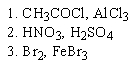 <strong>Which of the following sequences of reactants would you expect to convert benzene to the substituted aromatic shown below? </strong> A) B) C) D) both A and B E) both B and C